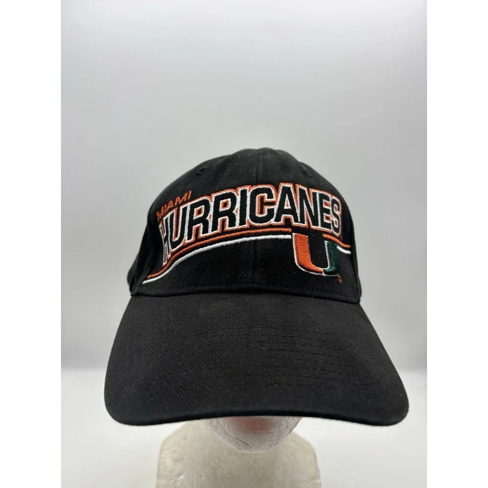 Miami Hurricanes Hat Black Orange Stitched U Logo NCAA